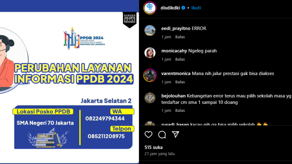 Pendaftaran PPDB Jakarta 2024 Dibuka Hari Ini, Orang Tua Siswa Keluhkan Situs Eror