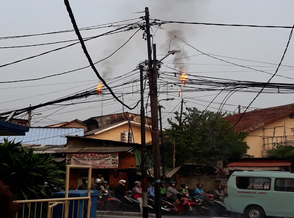 Kebakaran di Depan Kampus Widuri Palmerah Barat Jakbar Pagi Ini, Petugas Lakukan Penanganan