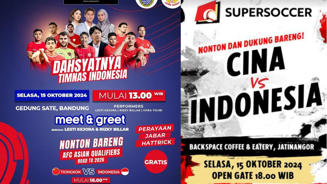 15 Lokasi Nobar Timnas Indonesia vs China di Bandung dan Sekitarnya, Warga Buruan Merapat!