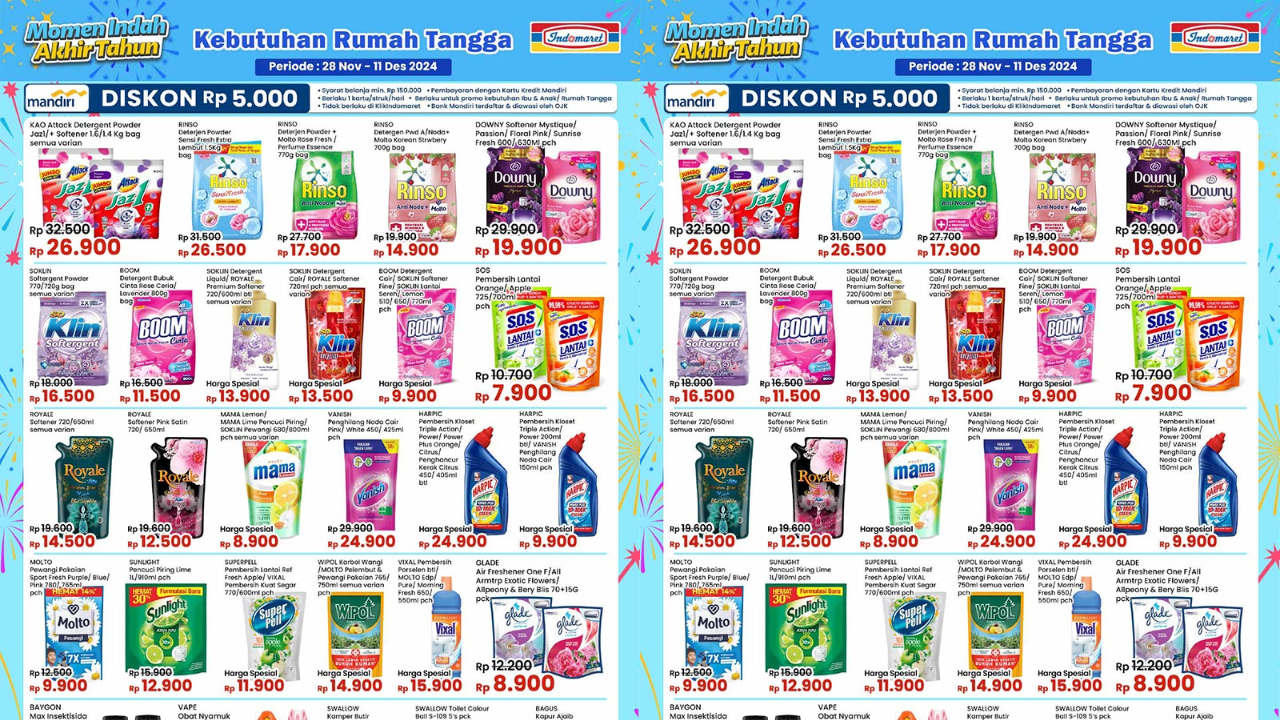 Katalog Promo JSM Indomaret Periode 6-8 Desember 2024, Detergent Pencuci Baju Mulai Rp12 Ribuan