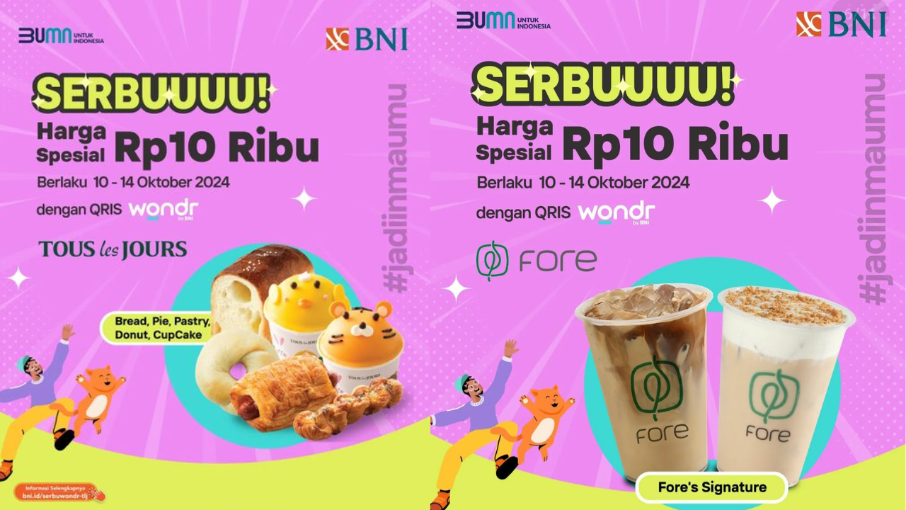 Daftar 7 Promo Makanan dan Minuman Pakai wondr by BNI 10-14 Oktober 2024, Jangan sampai Kehabisan!