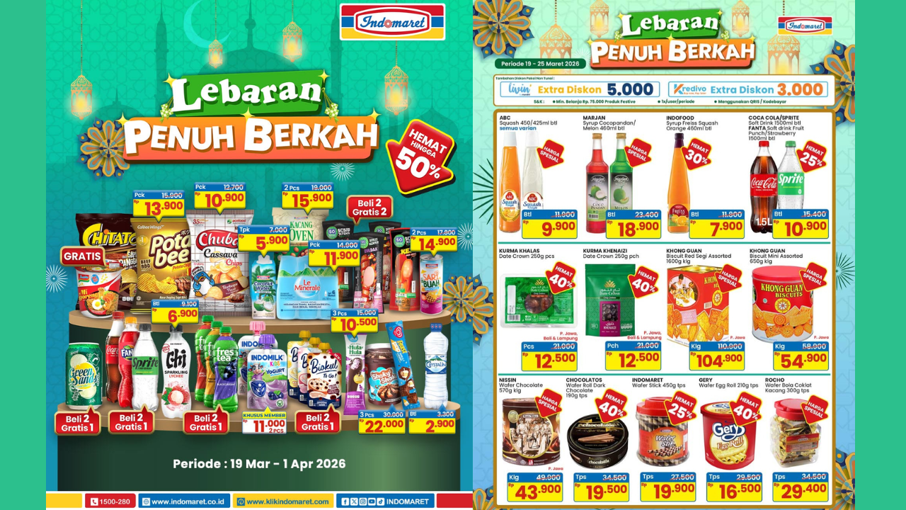 Promo JSM Indomaret Spesial Lebaran 20-22 Maret 2026, Biskuit Khong Guan-Gery Wafer Egg Roll Mulai Rp16 Ribuan