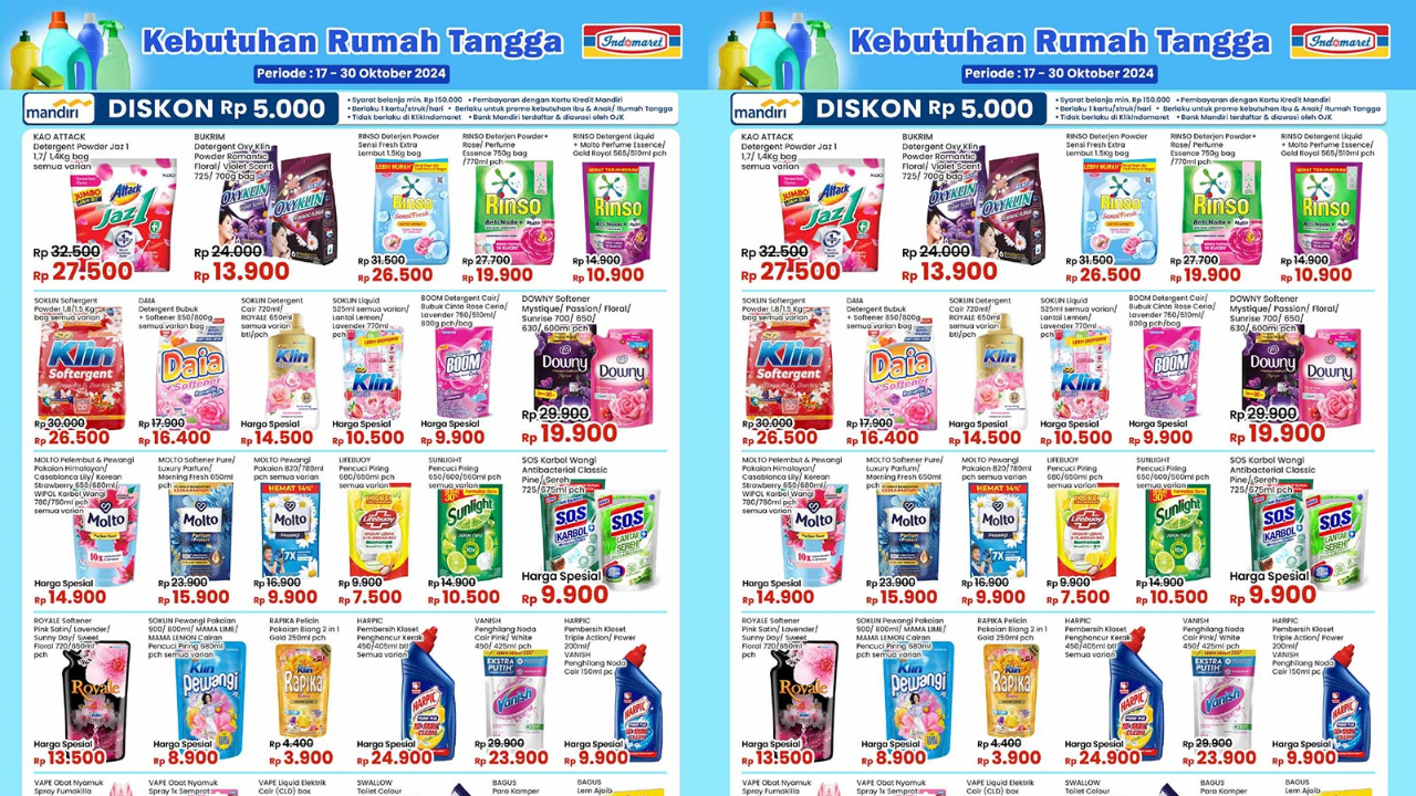 Katalog Promo JSM Indomaret 25-27 Oktober 2024 Spesial Gajian, Rinso Detergent Pencuci Baju Mulai Rp10 Ribuan