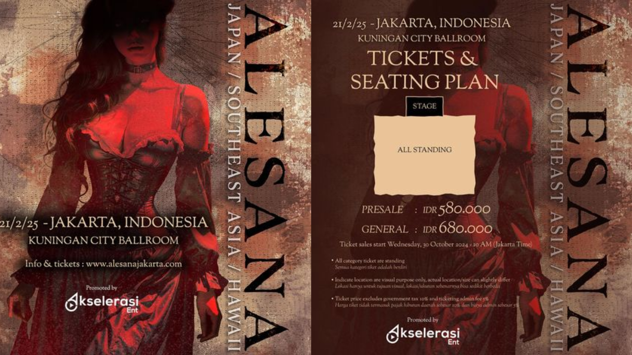 Harga Tiket Konser Alesana di Jakarta 21 Februari 2025, Mulai Rp580 Ribu