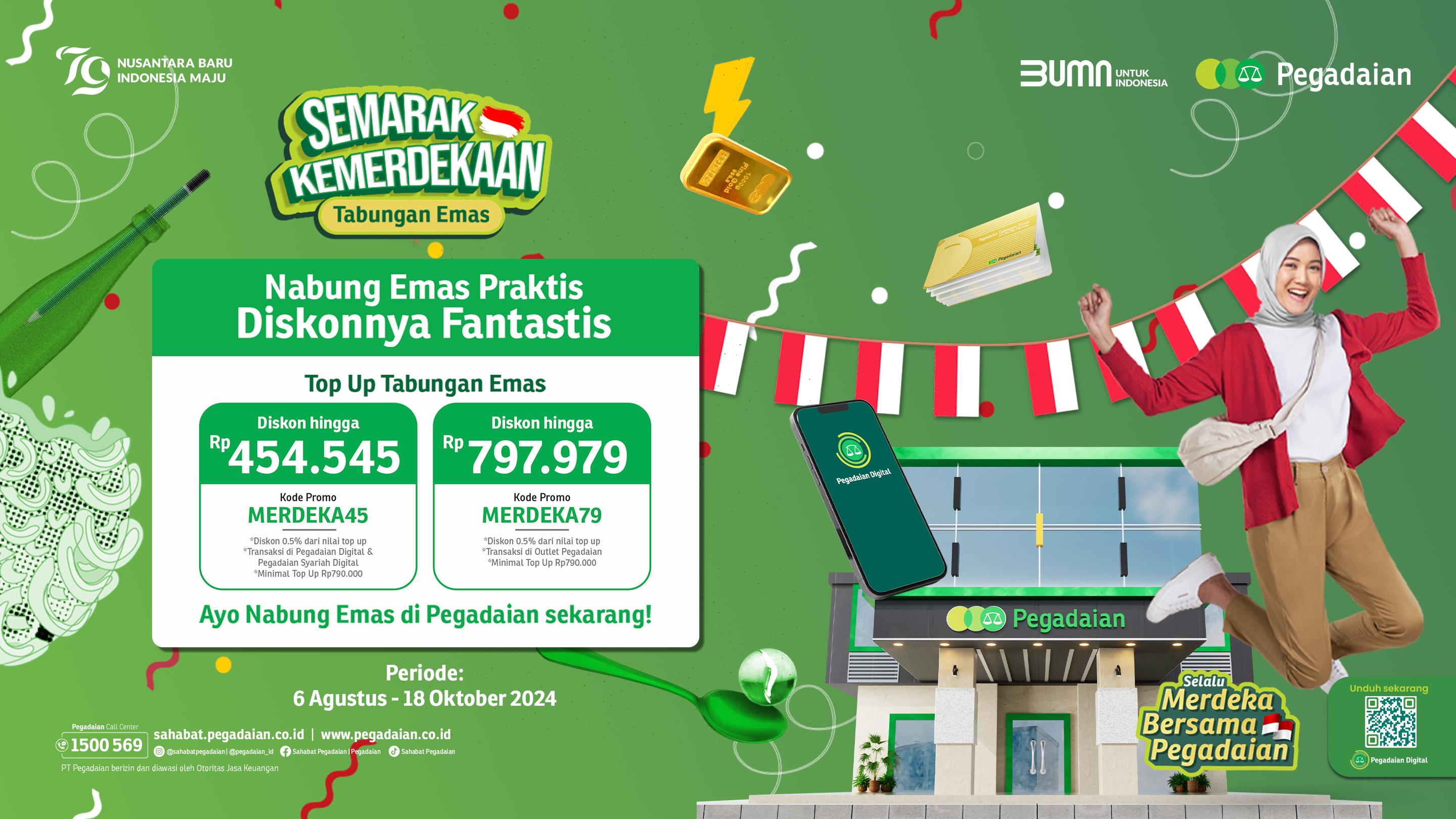 Merdeka! Nabung Emas Praktis, Diskonnya Fantastis di Pegadaian