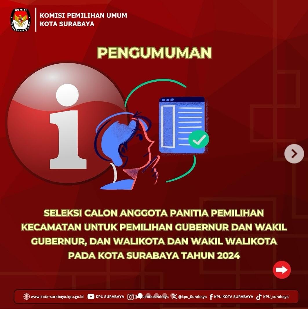 Pendaftaran PPK untuk Pilkada Surabaya 2024 Sudah Dibuka