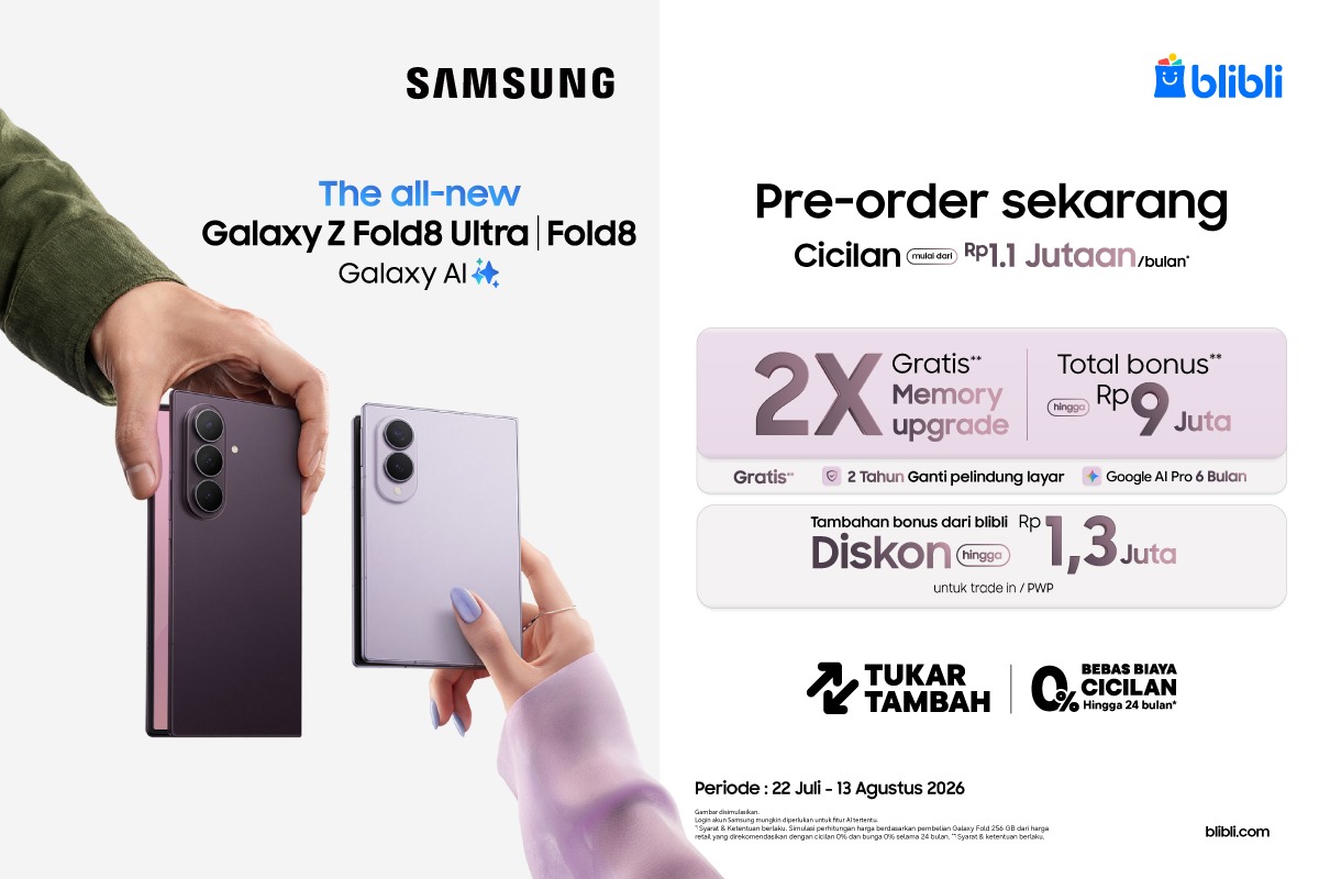 Benefit Pre-Order Samsung Galaxy Z Fold8 Ultra-Fold8 di Blibli, Cashback hingga Rp5 Juta