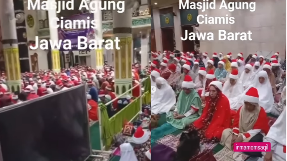 Heboh Jemaah Masjid Agung Ciamis Dzikir Pakai Ciput dan Peci Merah Putih, Netizen: Ada Aja Gebrakannya