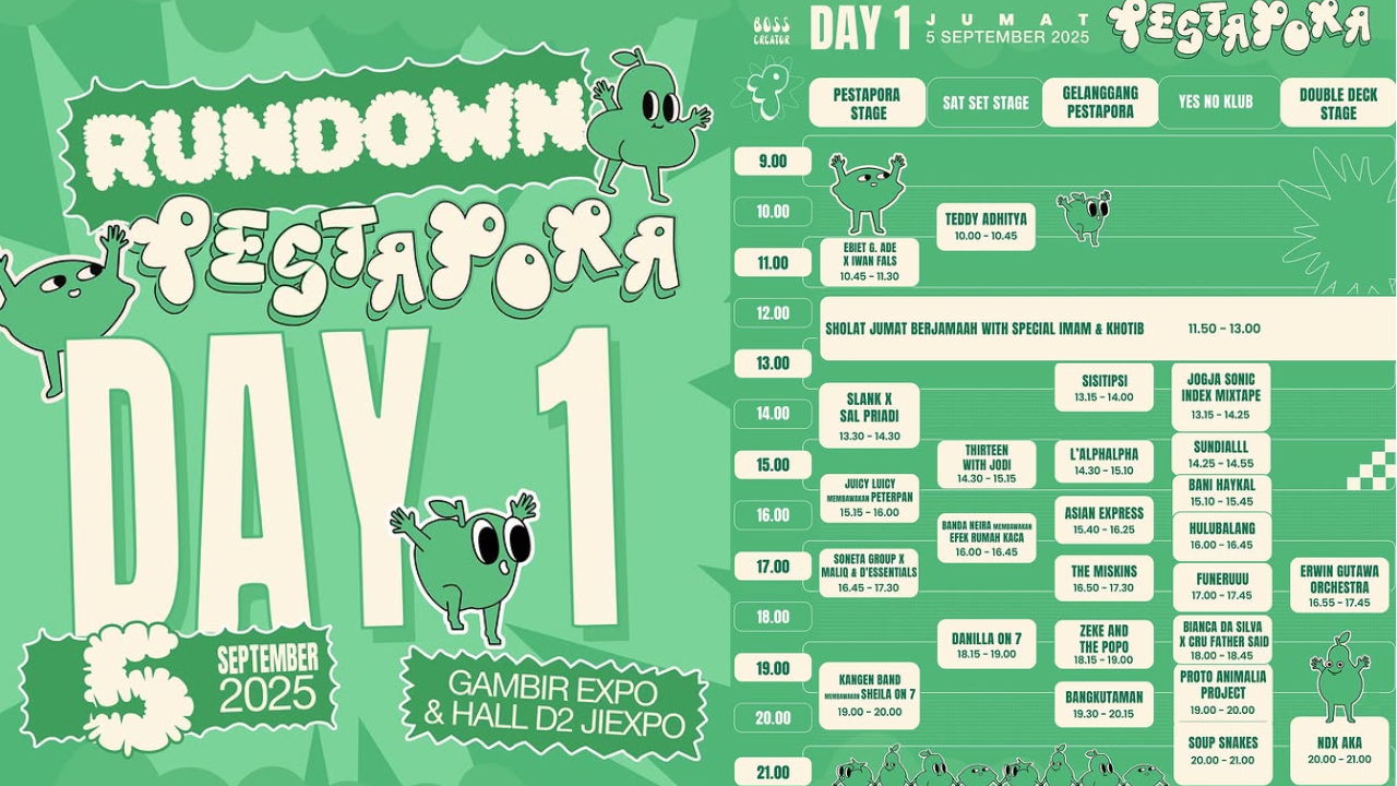 Rundown Pestapora 2025 Hari Pertama 5 September, Ada Maliq & D'Essentials x Soneta Group hingga Bernadya!