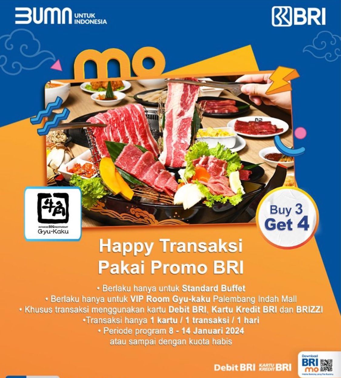 Program Buy 3 Get 4 BRI Bisa Makan Enak di Restoran Gyu-Kaku