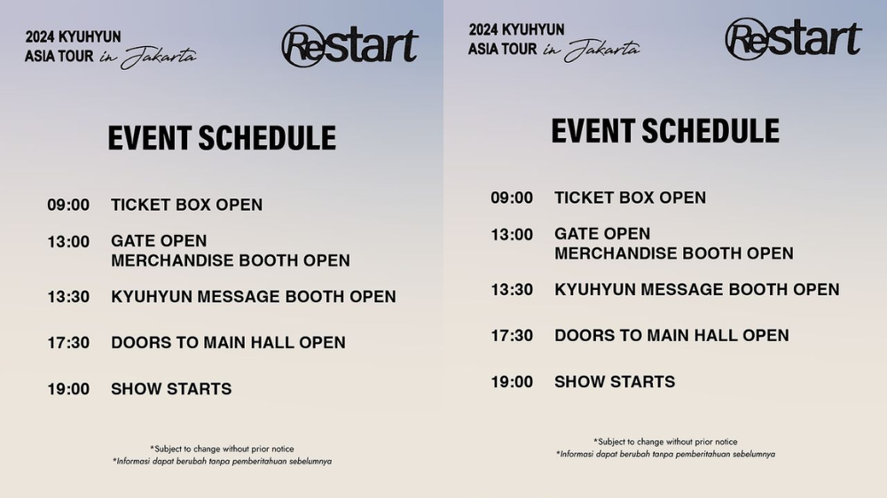 ELF Catat! Rundown Konser Kyuhyun Super Junior di Tennis Indoor 18 Mei 2024, Open Gate Pukul 13.00 WIB