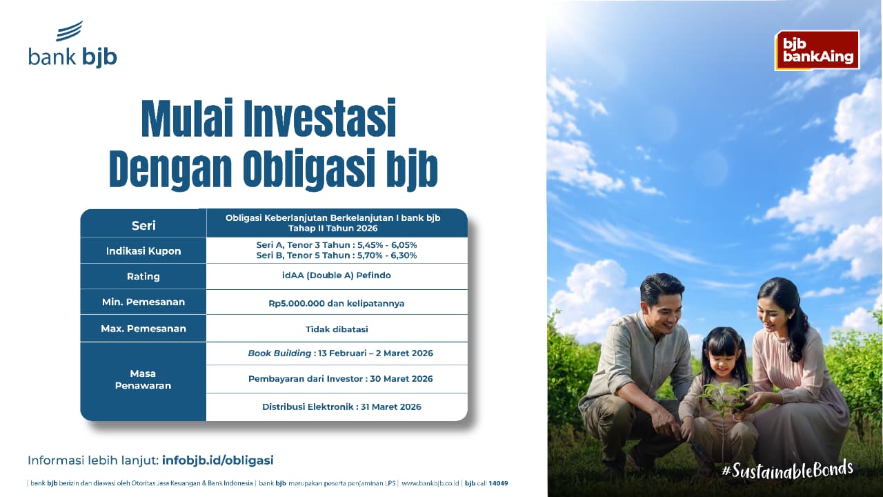 Bank bjb Buka Peluang Investasi Produktif Lewat Sustainability Bond Tahap II 2026