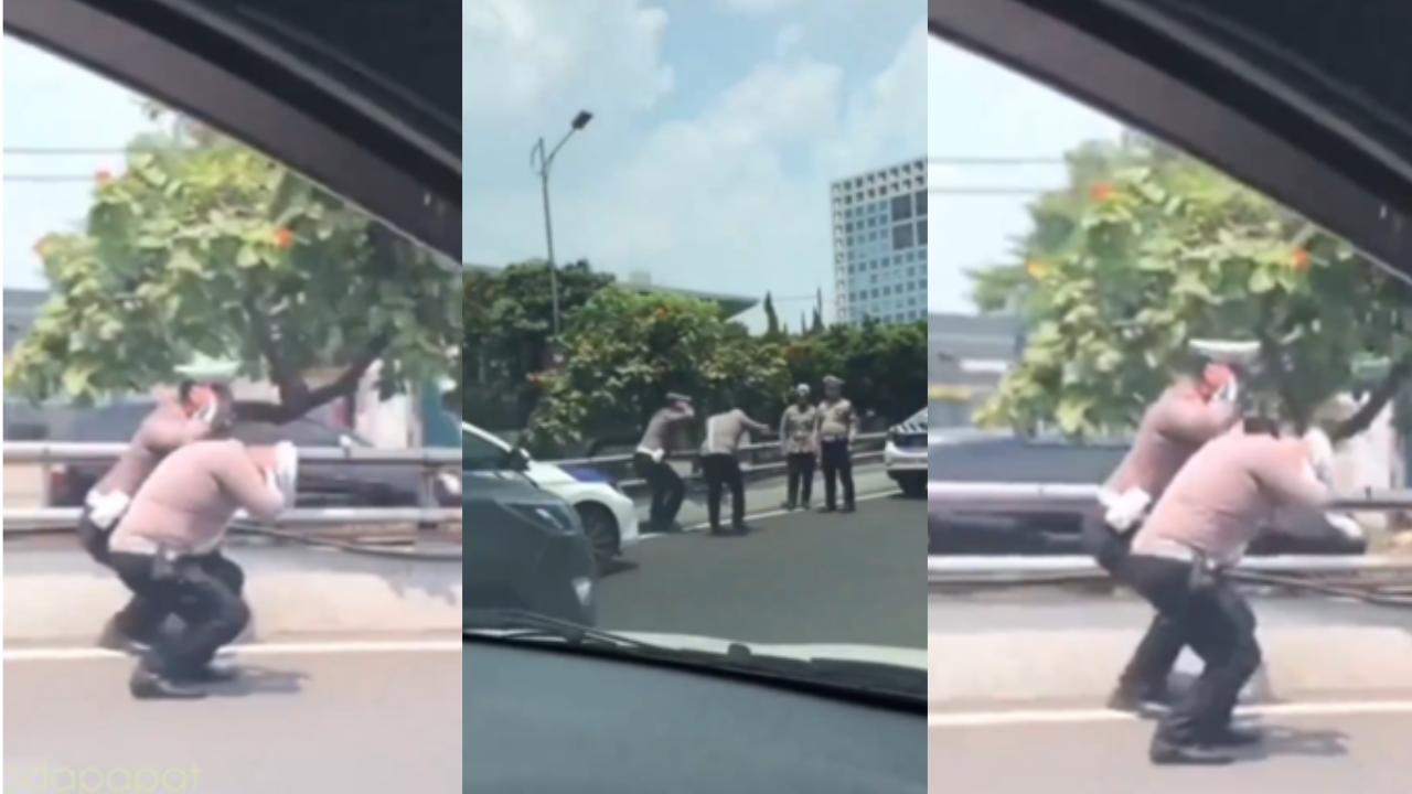 Heboh 2 Polisi Lalu Lintas Dihukum Squat Jump di Pinggir Jalan Tol, Ini Faktanya