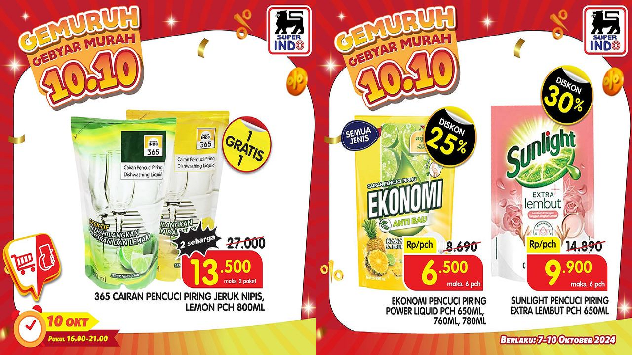 Katalog Promo Superindo Spesial 10.10 Oktober 2024, Sabun Cuci Piring Cuma Rp13 Ribu