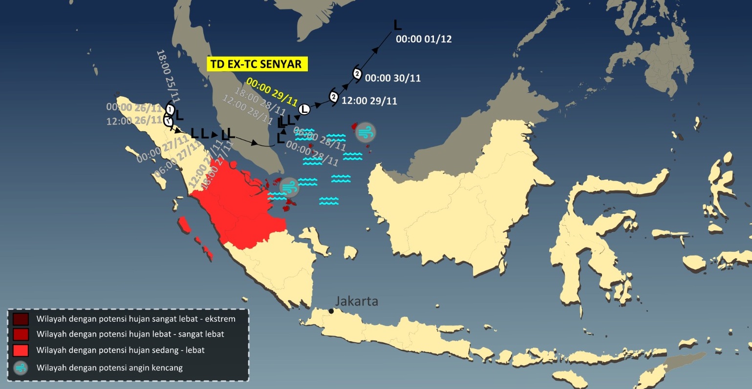 BMKG: Ex Siklon Tropis Senyar Bisa Menguat Kembali, Sumatera Waspada 