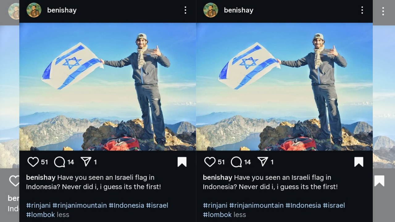 VIRAL! Beredar Foto WNA Kibarkan Bendera Israel di Gunung Rinjani, Kepala TNGR Buka Suara
