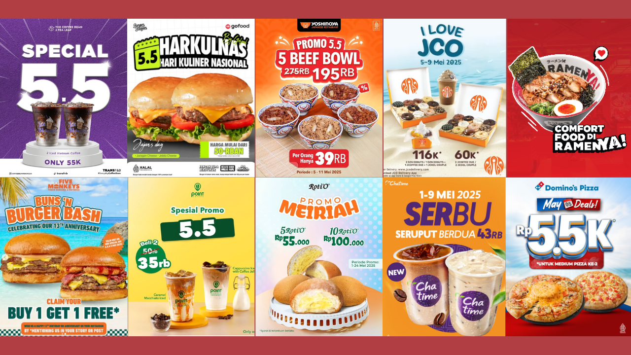 10 Promo Makanan dan Minuman Spesial 5.5 Mei 2025, Ada Domino's Pizza hingga Point Coffe