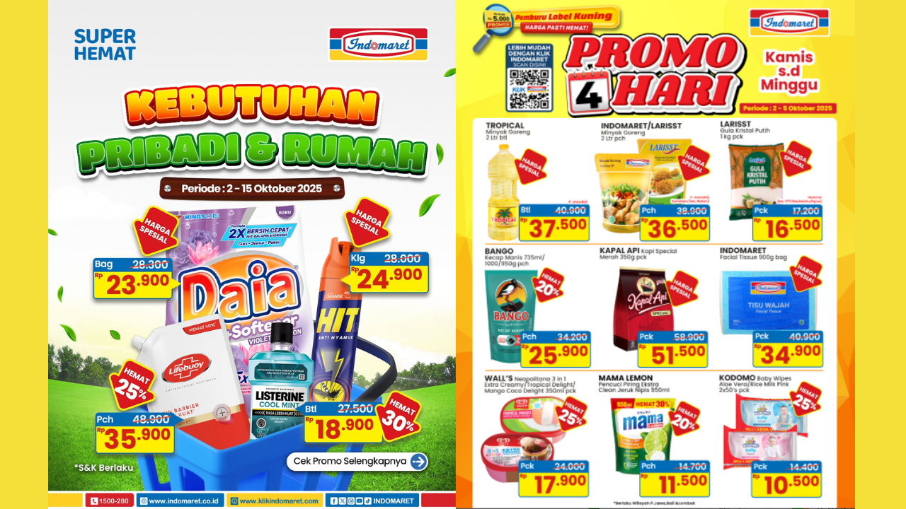 Katalog Promo JSM Indomaret Periode 3-5 Oktober 2025, Diskon Harga Minyak Goreng Mulai Rp36 Ribuan!