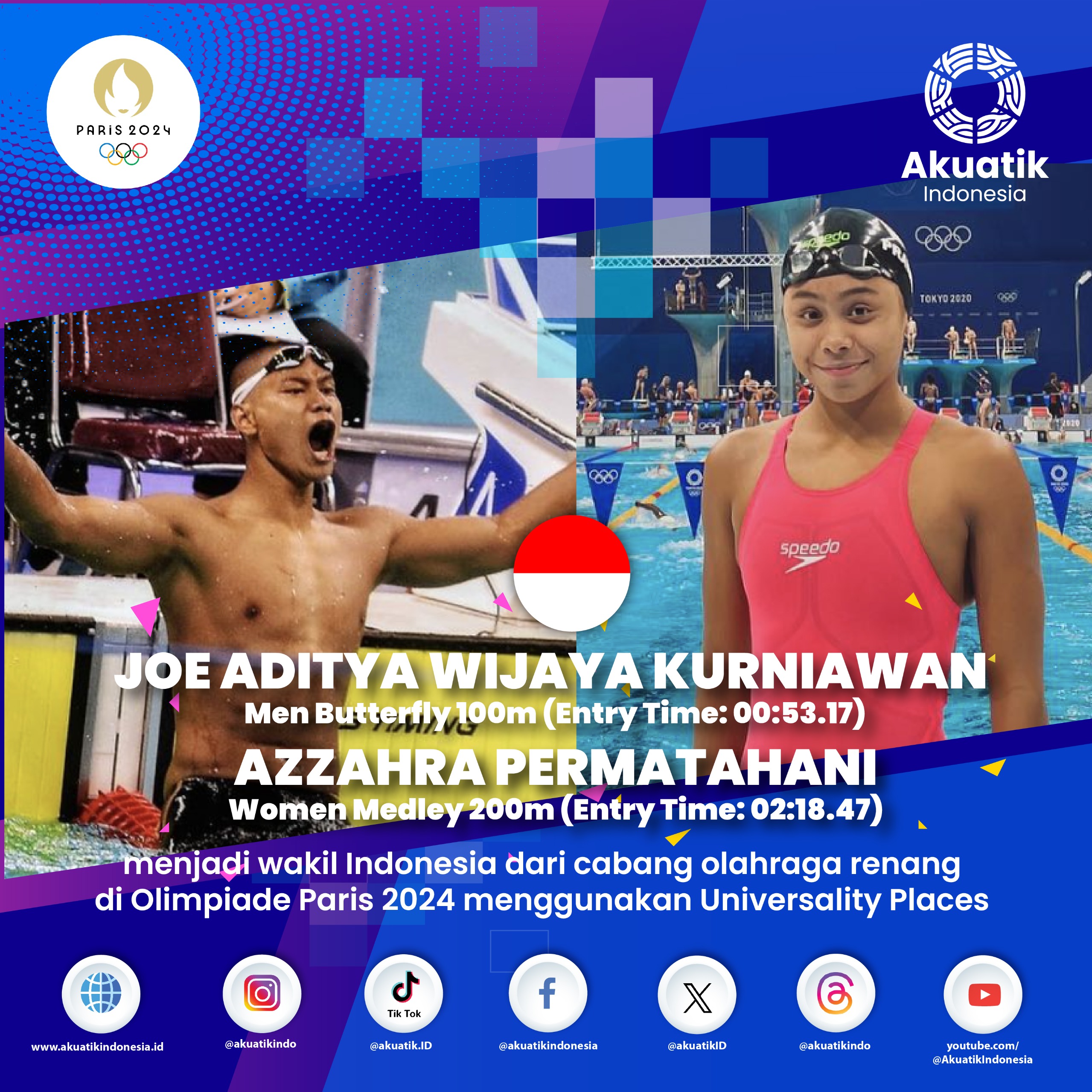 2 Atlet Akuatik Indonesia Lolos Olimpiade Paris 2024