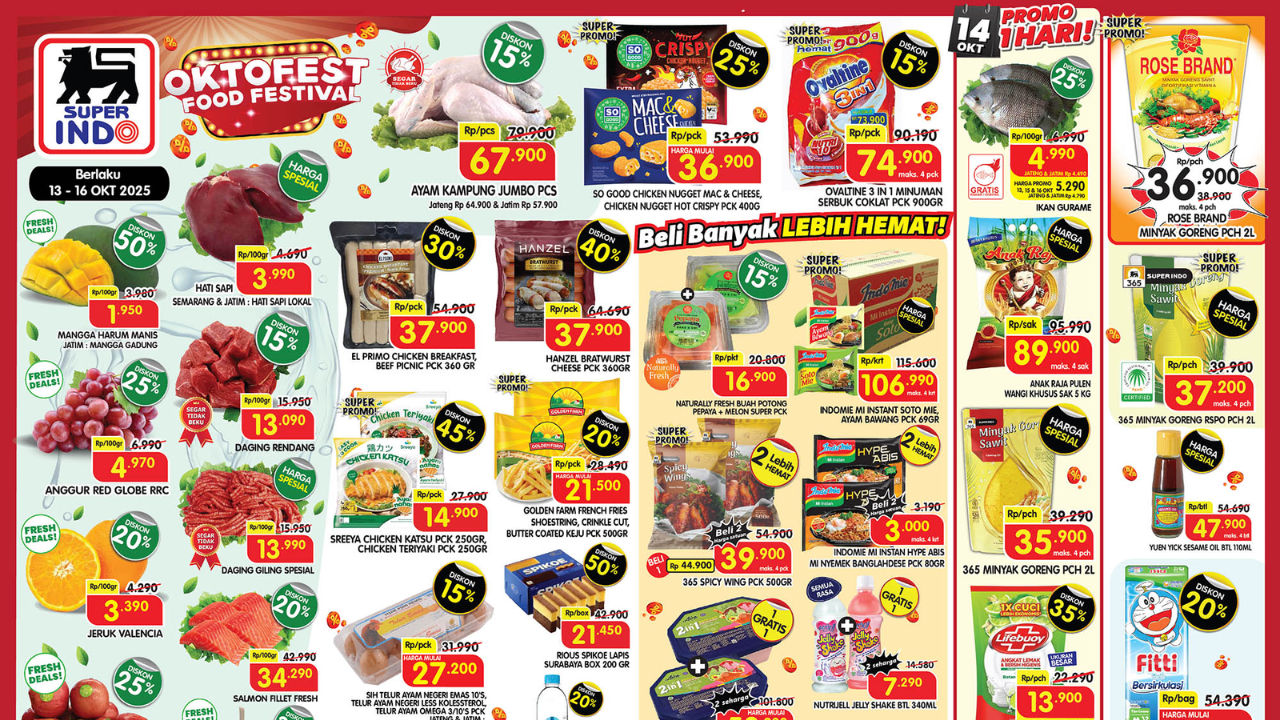 Promo Superindo Minggu Ini Terbaru 13-16 Oktober 2025, Minyak Goreng 2L Mulai Rp35 Ribuan
