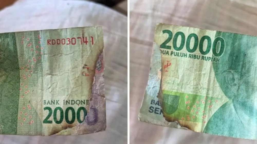 Viral! Uang Pecahan Rp 20.000 Sobek Disambung dengan Uang Rp 1.000, Bisa Gunakan Kah?