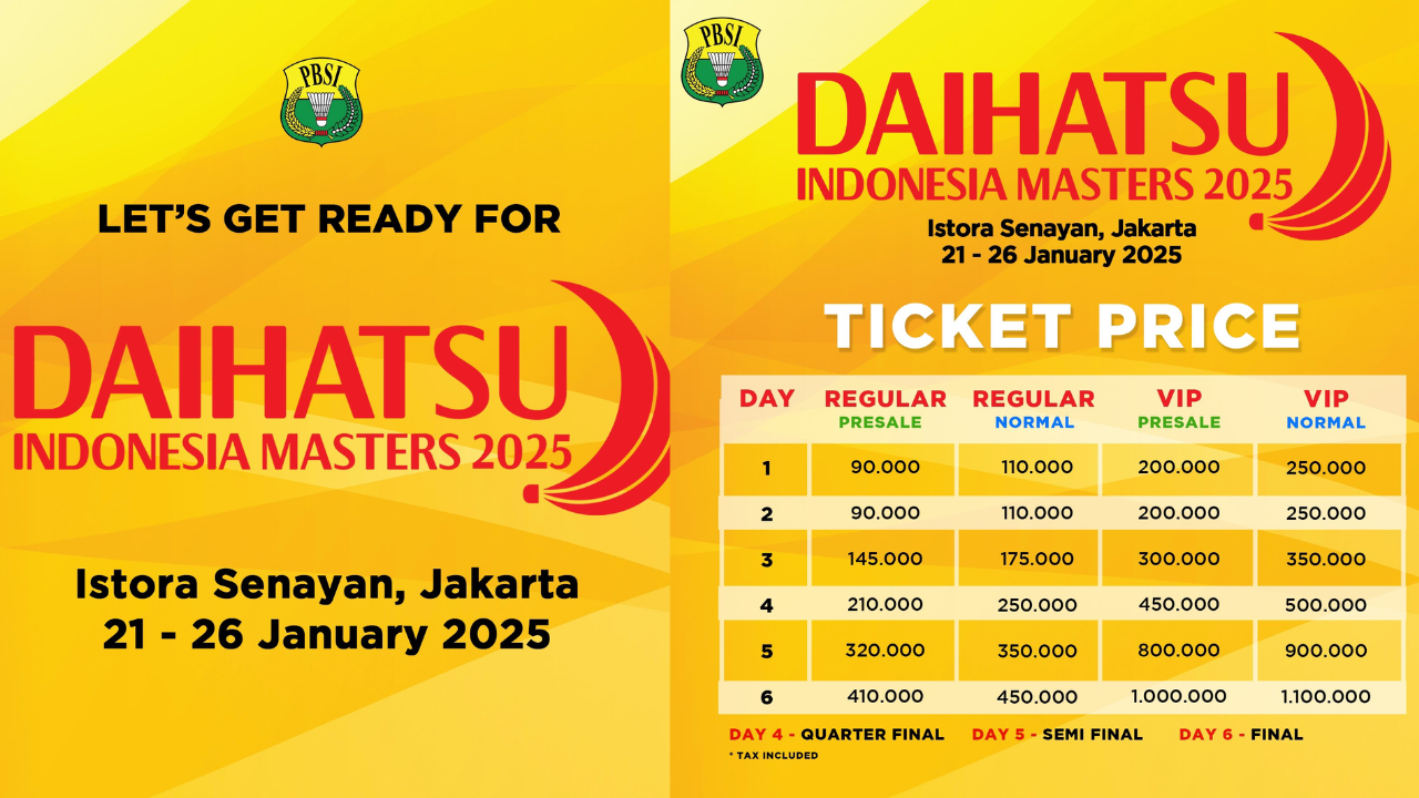 Harga Tiket Indonesia Masters 2025 di Istora Senayan, Dijual Mulai 17 Desember 2024