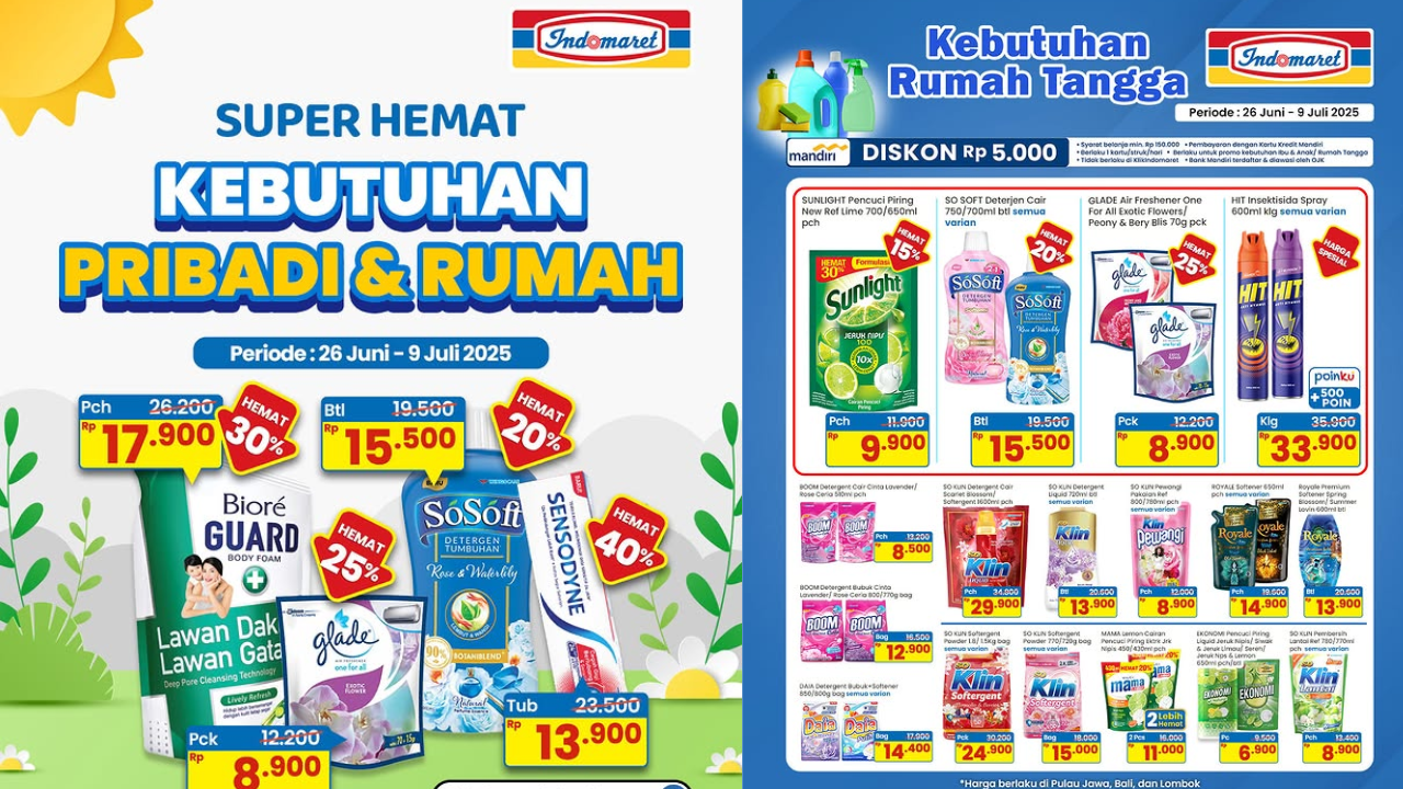 Belanja Hemat! Promo Indomaret Pekan ini 7-13 Juli 2025 Harga Detergent Baju-Sabun Mandi Mulai Rp13 Ribuan