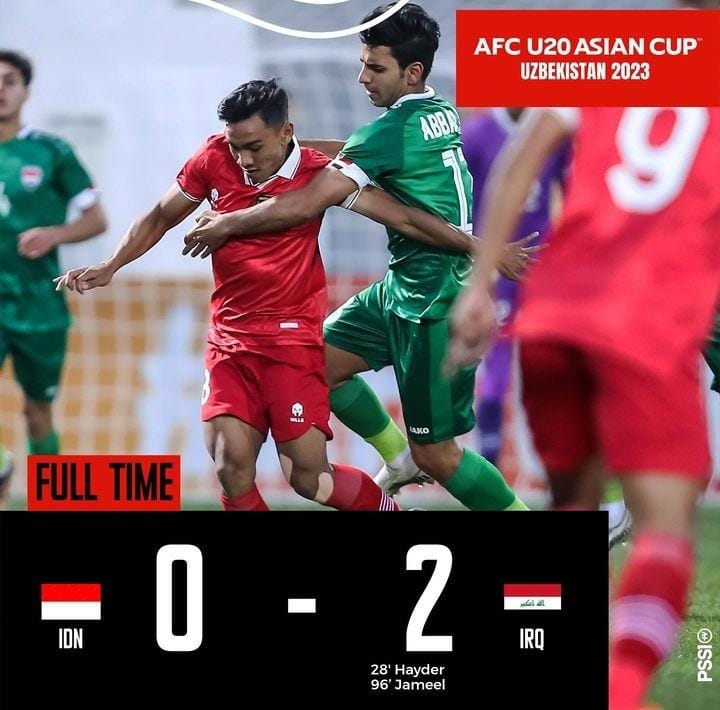 Hasil Pertandingan Piala Asia U-20 2023: Dilumat Irak 2-0, Indonesia Jadi Juru Kunci Grup A