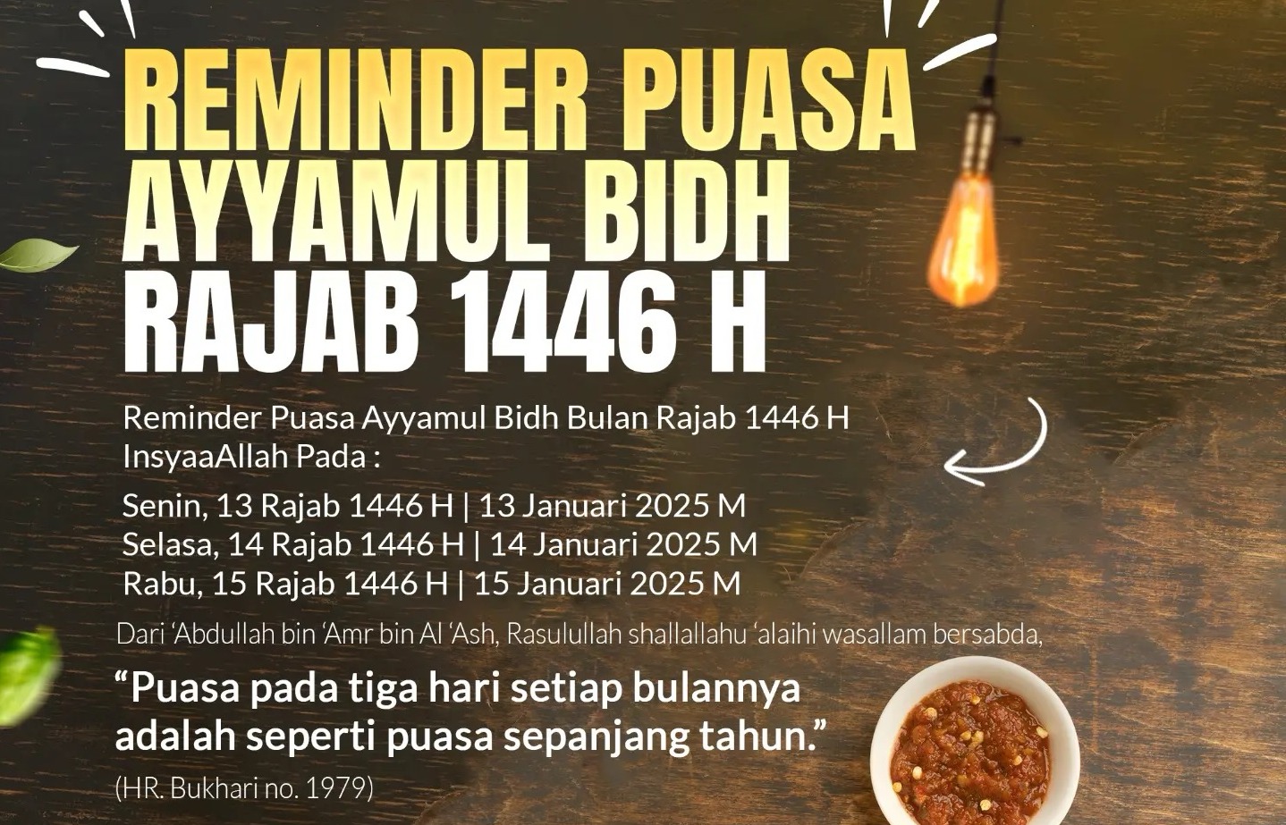 Tata Cara Pelaksanaan Puasa Ayyamul Bidh Rajab 1446 Hijriah yang Dimulai Hari Ini sampai 15 Januari 2025