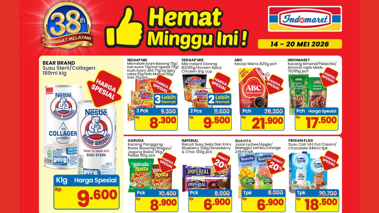 Katalog Promo Indomaret Minggu ini 18-24 Mei 2026, Diskon Bear Brand Susu Steril Collagen Cuma Rp9 Ribu