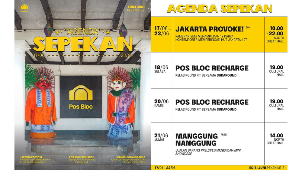 Jadwal Event Pekan ini di Pos Bloc Jakarta 18-23 Juni 2024, Ada Konser Gratis Ardhito Pramono hingga Nadhif Basalamah