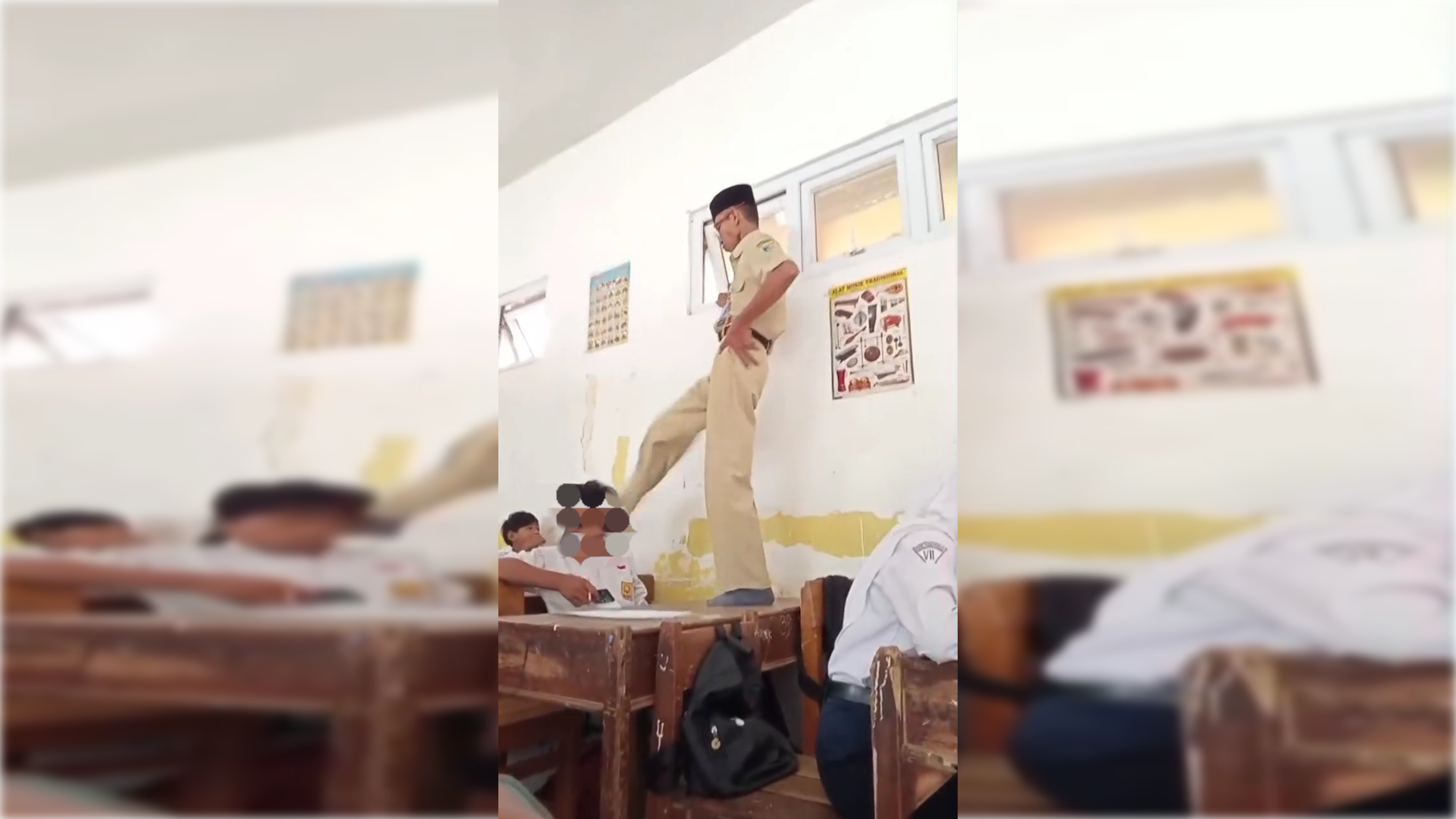 Viral Video Guru SMP Tendang Siswa Sambil Naik Meja di Demak, Polisi Selidiki