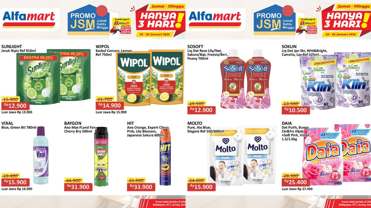 Promo Alfamart Hari Ini Terbaru 5 Januari 2025, Sunlight Rp12 Ribuan