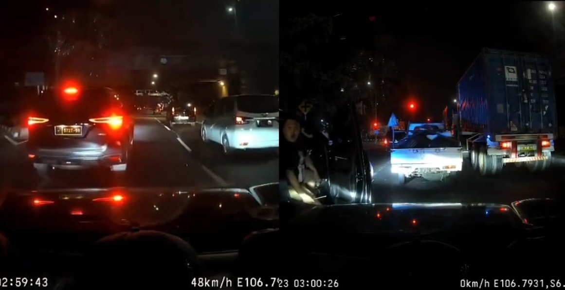 Viral! Sopir Mobil Berpelat Dinas Polri Mencak-mencak Sambil Ancam Pengemudi Lain dengan Tongkat Besi di Jalanan