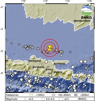 Gempa Magnitudo 5,6 Tuban, BMKG: Tercatat Ada 454 Rangkaian Gempa Laut Jawa 