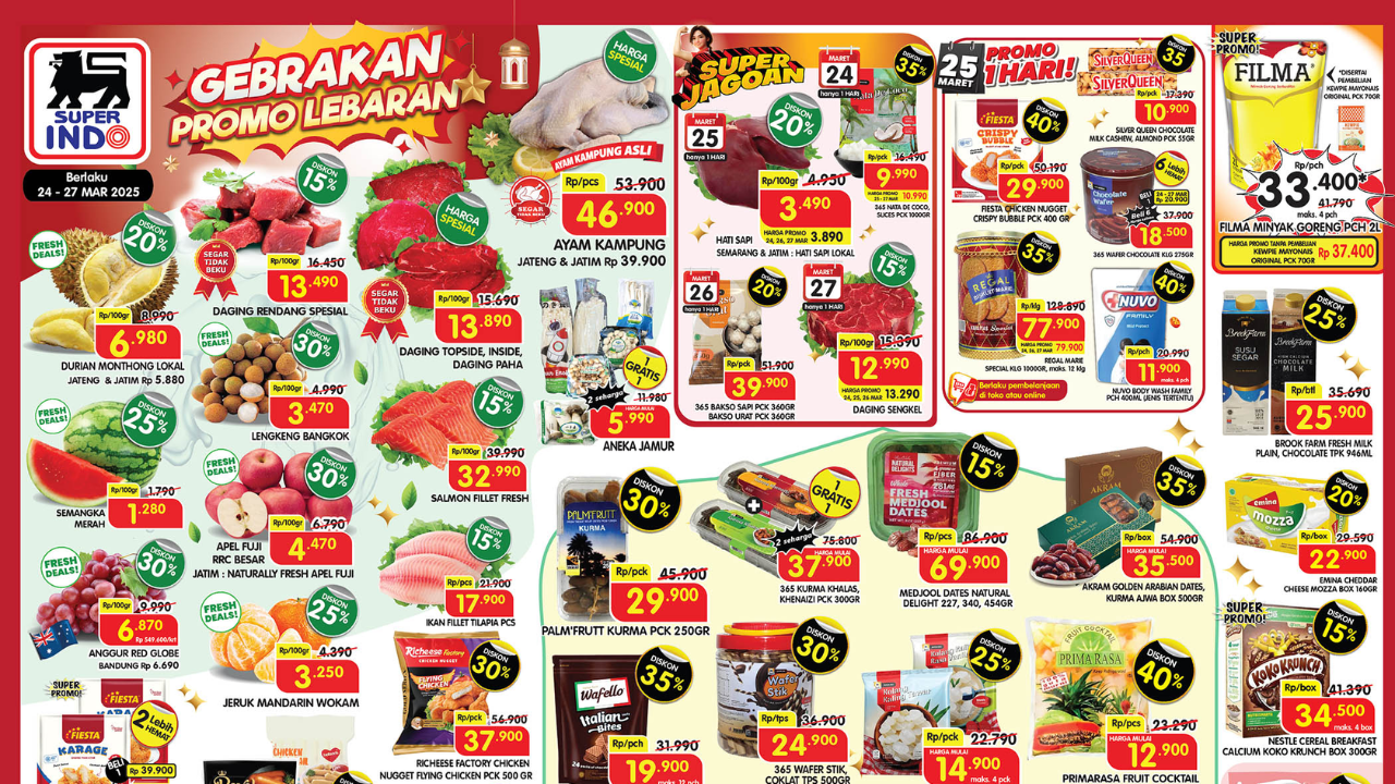 Promo Superindo Weekday 24-27 Maret 2025, Spesial Lebaran Daging Rendang Rp13 Ribuan