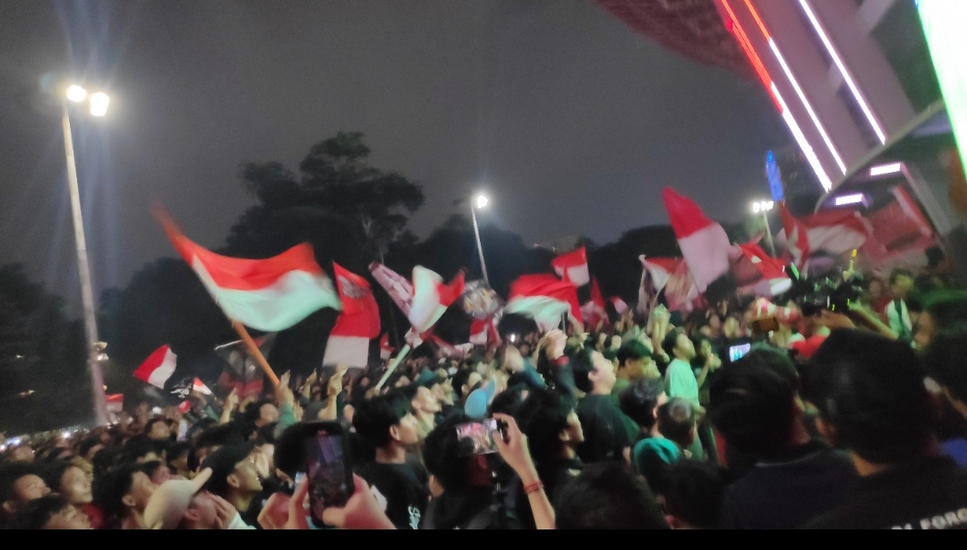 Suporter Garuda Muda Penuhi Nobar Indonesia vs Irak U23 di Senayan