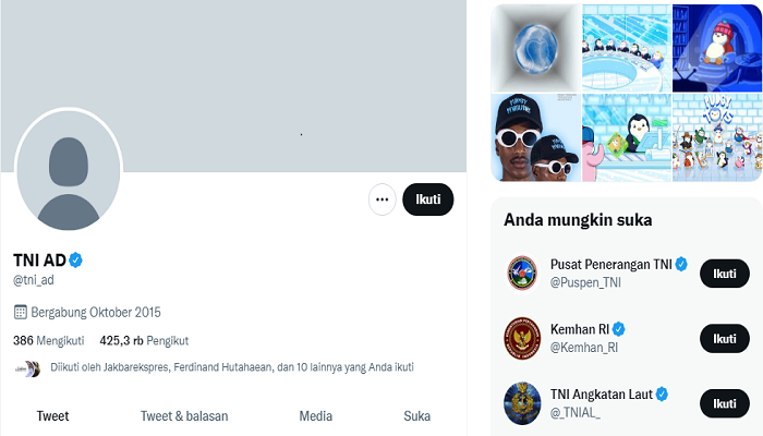 Heboh Akun Twitter TNI AD Diduga Ikut Diserang Hacker Ramai Gambar Penguin, Kadispenad: Masih Proses