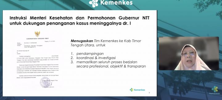 Kemenkes Serahkan Hasil Investigasi Kematian dr Icha ke Polisi