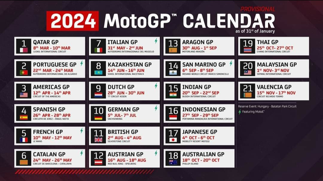 Resmi! Dorna Luncurkan Jadwal Resmi MotoGP 2024 dan Jadwal Live Streaming di Trans7