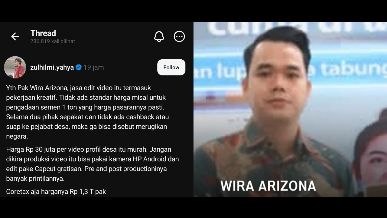 Sosok Wira Arizona JPU Kabupaten Karo Viral di Threads, Sebut Jasa Editing Video Harusnya Gratis