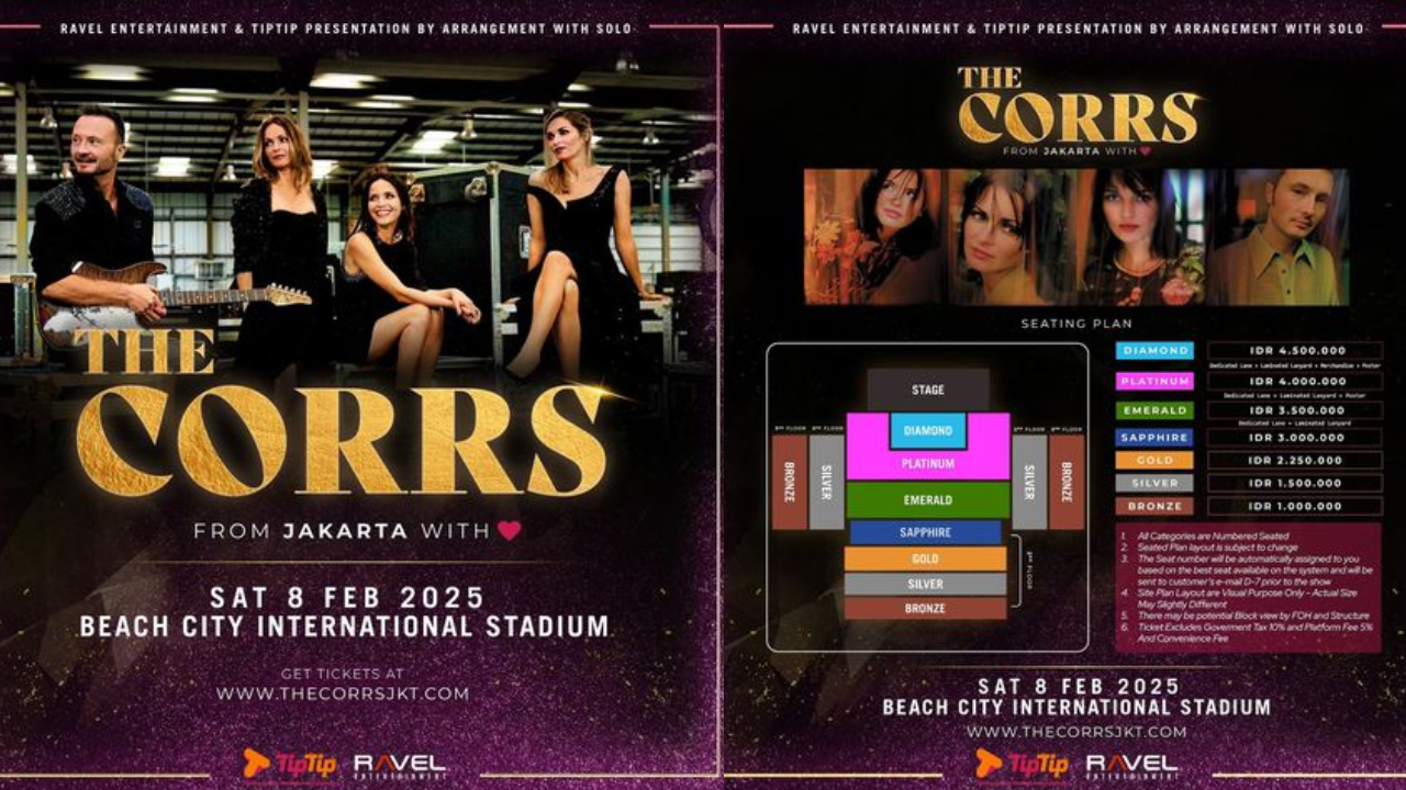 Serbu! The Corrs Gelar konser di Jakarta 8 Februari 2025, Harga Tiket Mulai Rp1 Juta