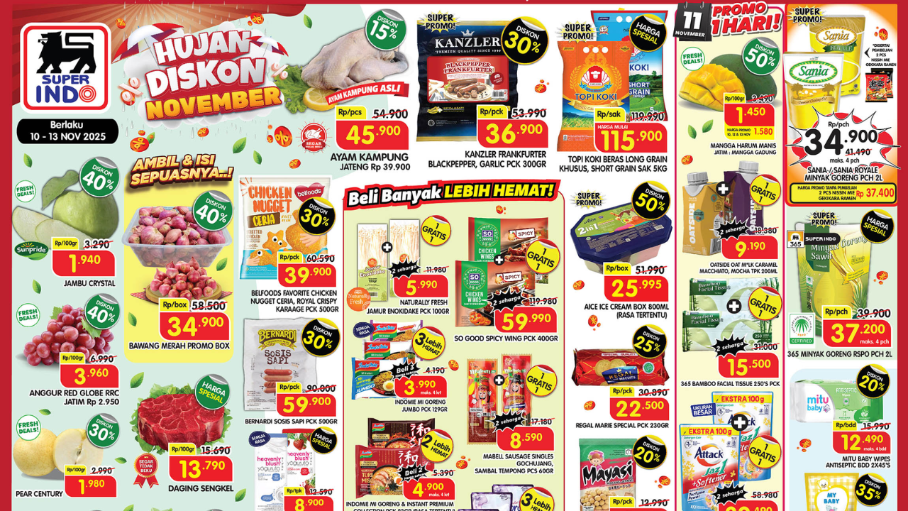 Katalog Promo Superindo Minggu Ini Terbaru 10-13 November 2025, So Klin Cuma Rp8 Ribuan