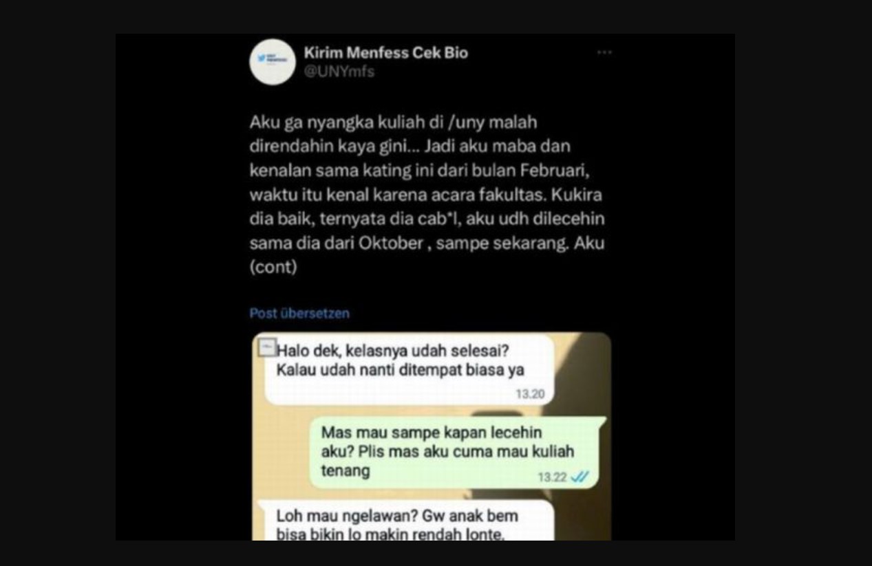 Viral Pengakuan Maba UNY Dilecehkan MF Anggota BEM FMIPA: Gak Nyangka Kuliah di UNY Direndahin Gini