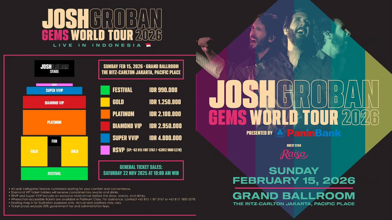 Harga Tiket Konser Josh Groban di Jakarta 2026, Paling Murah Rp990 Ribu