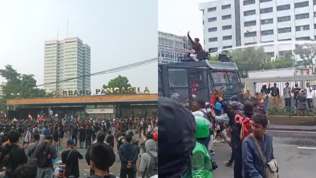 CHAOS! Massa Aksi Depan Gedung DPR Dipukul Mundur: Demo Masih Berlanjut