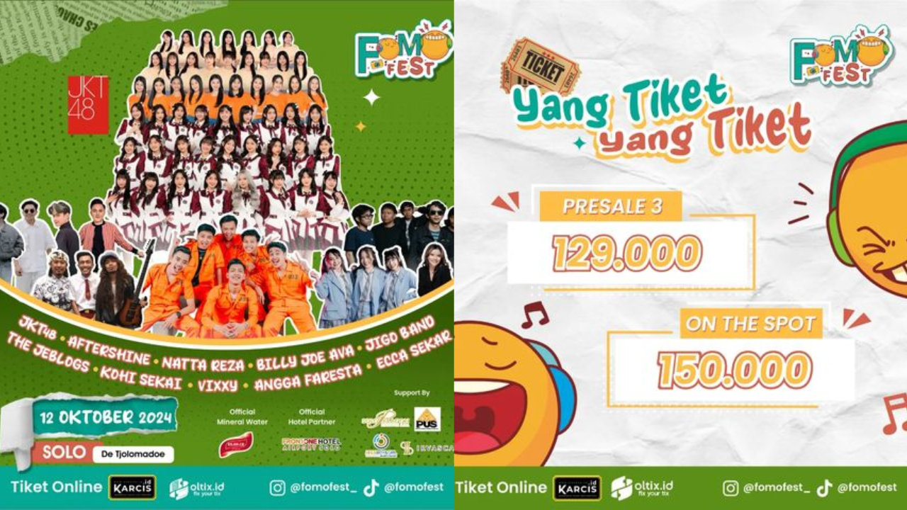 Fomo Fest 2024 Digelar di De Tjolomadoe 12 Oktober, Line Up Ada JKT48 hingga Aftershine