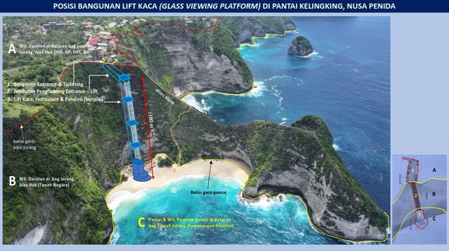 Kontraktor Diberi Waktu 6 Bulan Bongkar Lift Kaca Pantai Kelingking