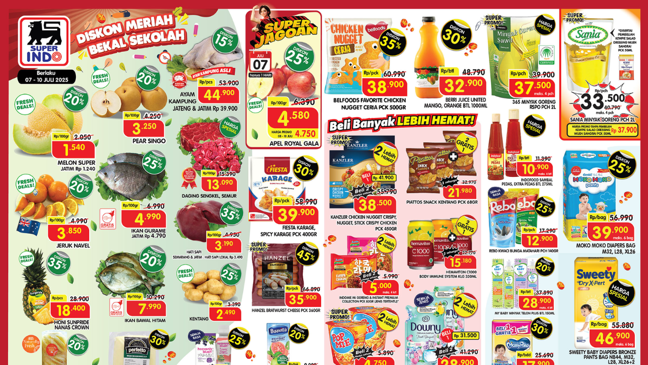 Promo Superindo Hari Ini 7.7 Juli 2025, DAIA Detergent 1,5 Kg Rp23 Ribuan