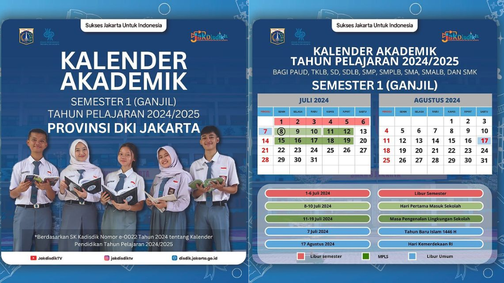 Kalender Akademik Jakarta Tahun Ajaran 2024-2025 untuk Siswa SD hingga SMA/SMK